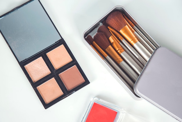 Makeup accessories on the desk