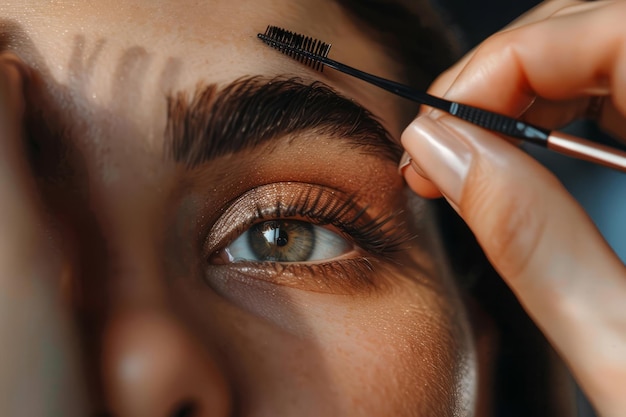 The makeup artist does styling of the eyebrows Professional makeup and face care Generative AI