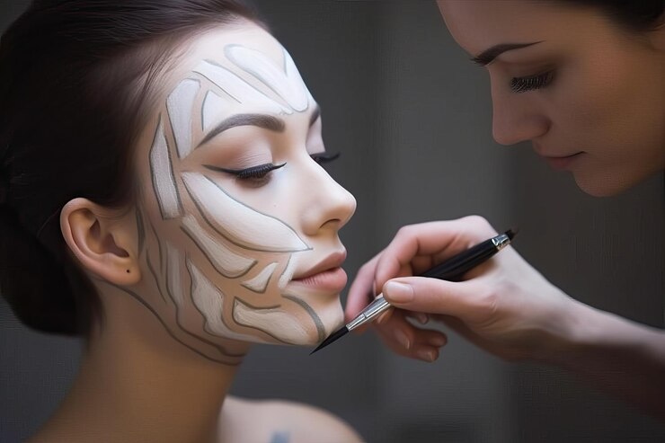 Premium AI Image  Makeup artist transforming face corrector and body 