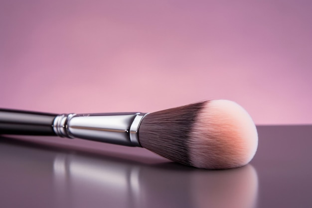Makeup Brush on Pastel Purple Background