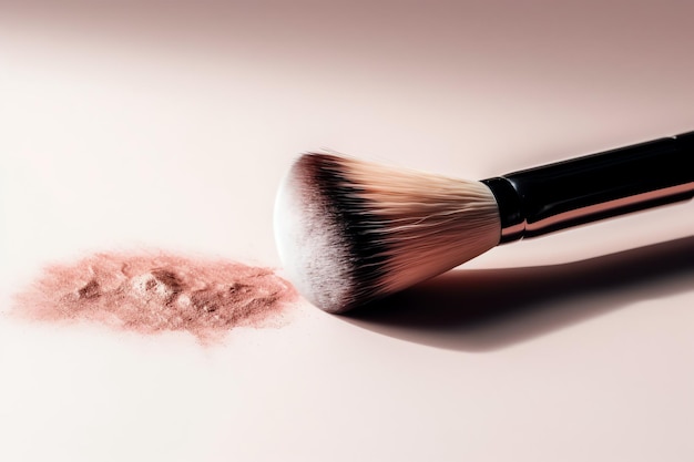 Makeup brush on a pink background