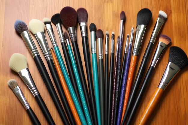 Makeup Brush Set assorted colors shapes professional photography AI Generated