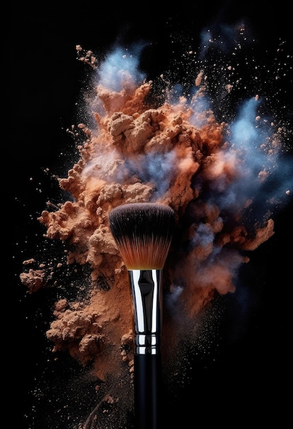 A makeup brush with a smokey background