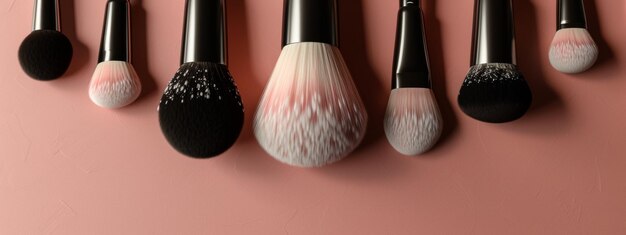 Makeup Brushes Hanging on Pink Wall