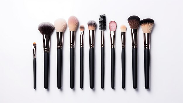 Makeup brushes isolated on white background