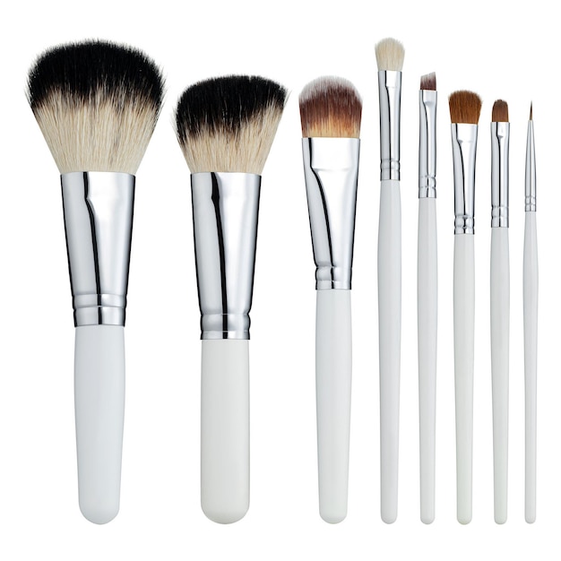 Makeup brushes set mockup, front view