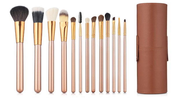 Makeup brushes set mockup, front view