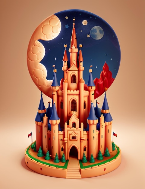 Makeup of a castle in a moon