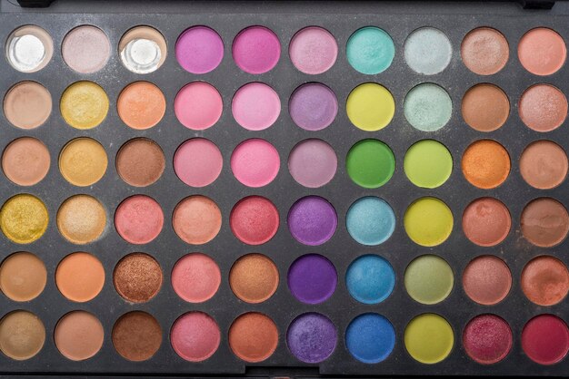 Makeup colorful eyeshadow palette closeup makeup concept