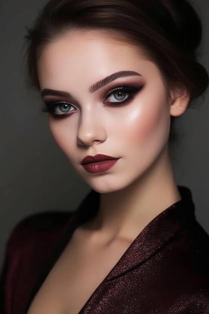 Makeup for a dark red dress