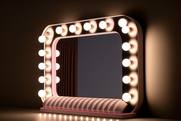 Makeup mirror with a large bright led strip light frame cartoon