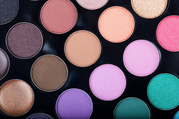 Makeup palette of eye shadows. Closeup