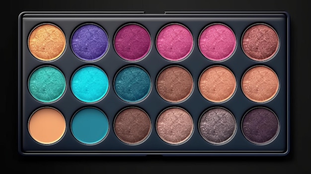 Photo makeup palette set isolated on dark background