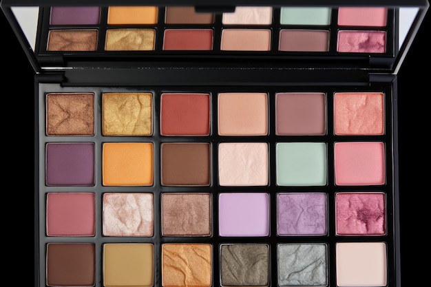 Makeup palette with matte and shimmery eyeshadows blush and highlighter created with generative ai