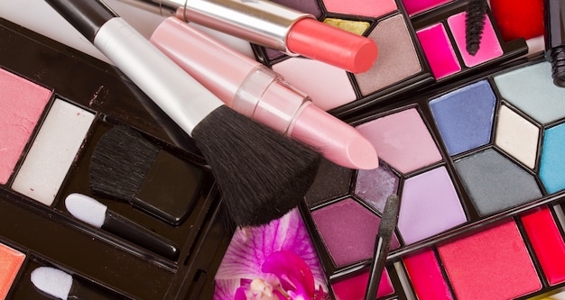 Makeup products background