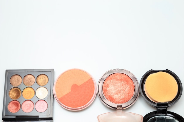 Makeup products  on white background