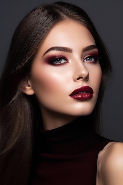 Makeup for a red lips and red lips