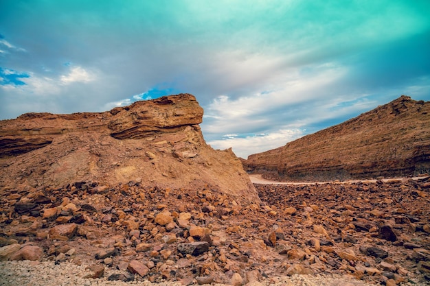 Makhtesh Ramon Crater in National park in Negev desert Israel