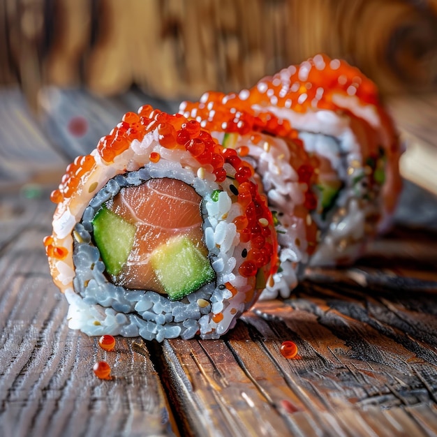 Maki Sushi Roll Set Nori Maki Rolls with Raw Trout Caviar Rice Cream Cheese Salmon Eel Cucumber