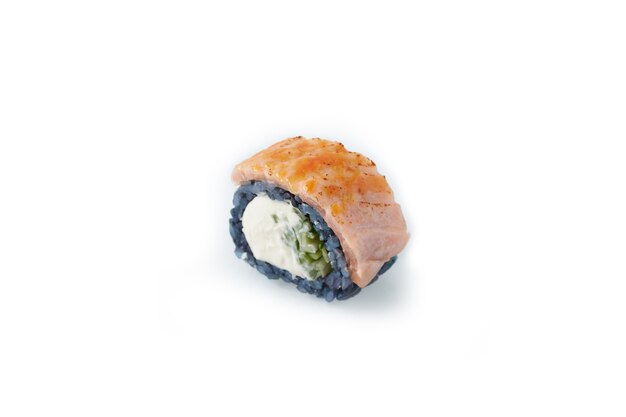 Maki with smoked eel sushi on a white background