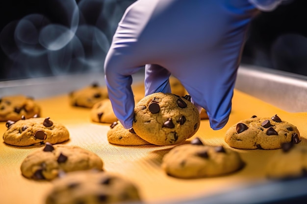 making chocolate chip cookies with gloves bright backpack