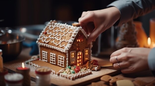 Making Christmas gingerbread house Generative Ai