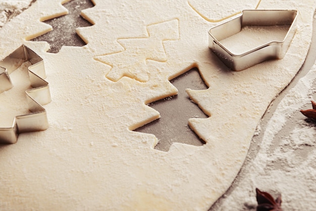 Making cookies for Christmas party, close up view