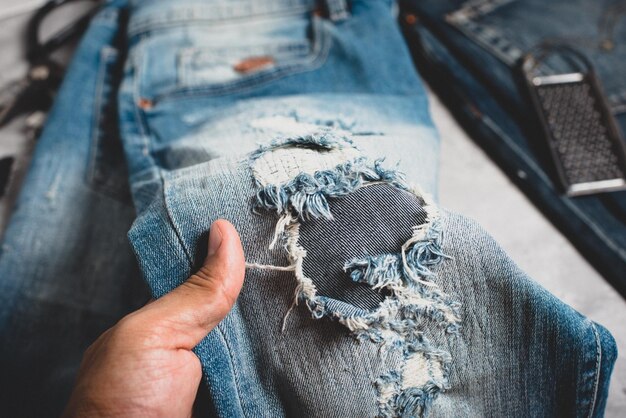 making distressed jeans