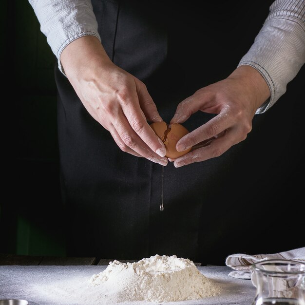 Making the dough by female hands