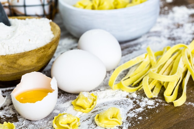 Making homemade four cheese tortellini with farm fresh produce.