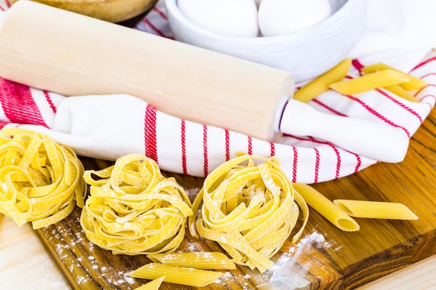 Making homemade pasta with organic ingredients