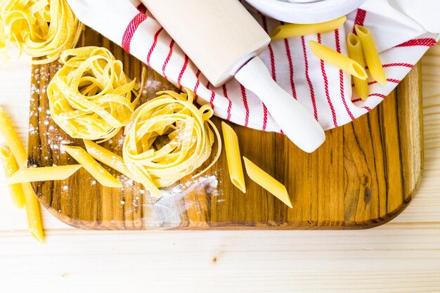 Making homemade pasta with organic ingredients