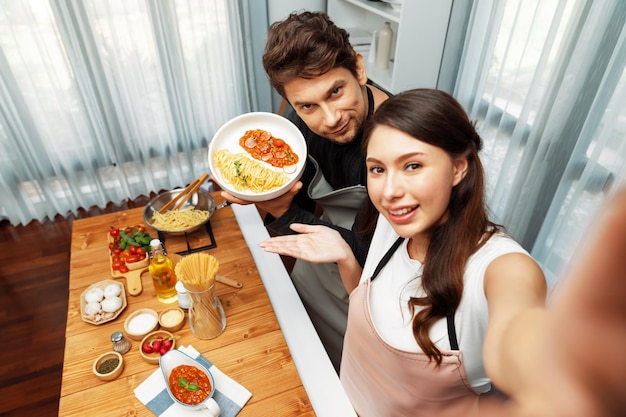 Making photo selfie couple influencers completely cookied spaghetti Postulate