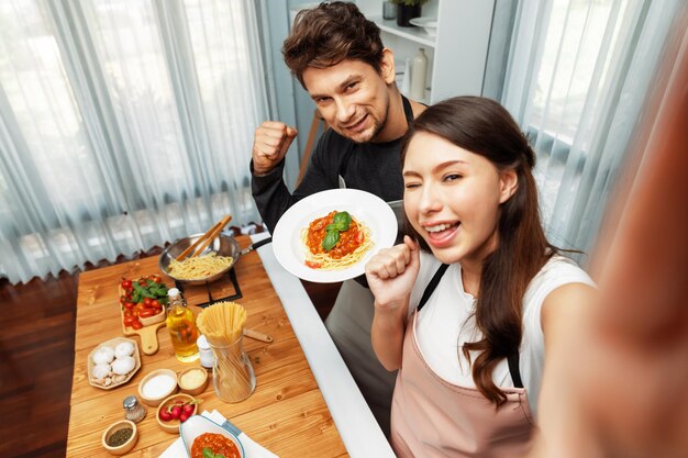 Making photo selfie couple influencers completely cookied spaghetti postulate