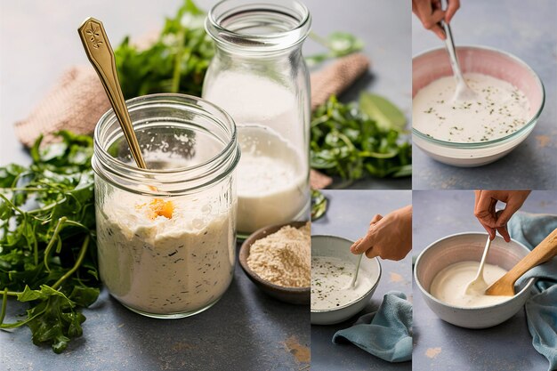 Making ranch dressing from a dry mix with milk and yogurt