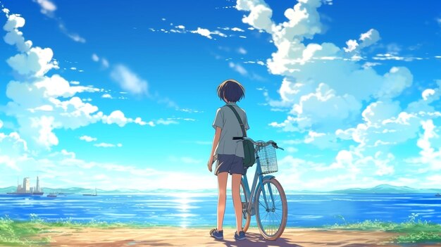 Premium AI Image | Makoto Shinkai background aesthetic