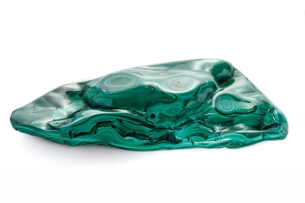 Malachite macro mineral stone on a white background close up