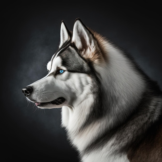 Malamut dog in studio portrait Generative Ai