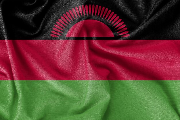 Malawi country flag background realistic silk fabric