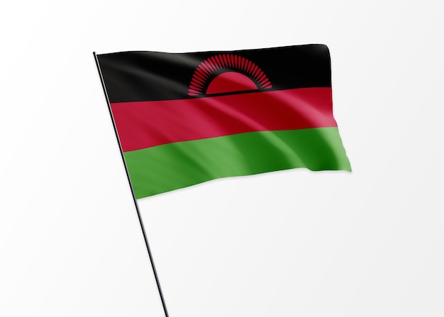 Malawi flag flying high in the isolated background Malawi independence day