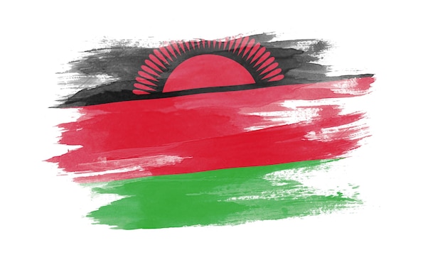 Malawi vlag penseelstreek, nationale vlag op witte achtergrond