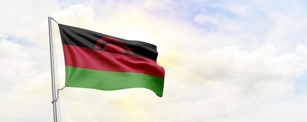 Malawi vlag zwaaien op hemelachtergrond 3D-rendering