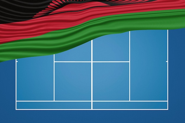 Теннисный корт с волнистым флагом Малави