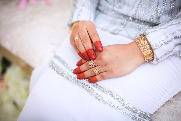 Malay bride henna carved beautiful and unique