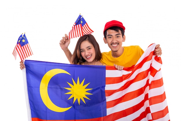 Photo malay couple malaysia national flag