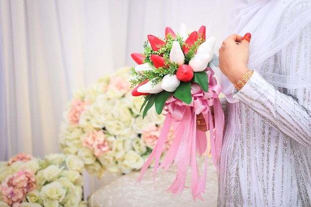 Malay Wedding bride during the marriage ceremony