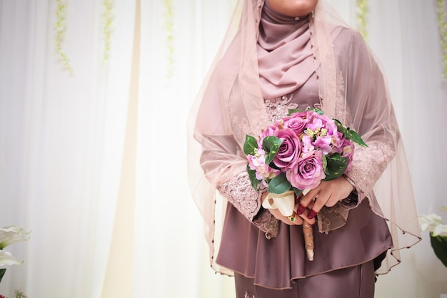 Malay Wedding bride during the marriage ceremony