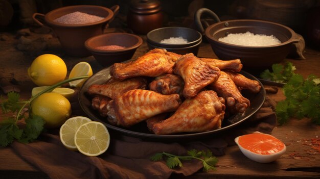 Malayalam chicken wings on a plate uhd wallpaper stock photographic image