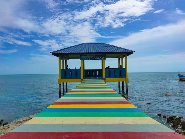 Malaysia 25 May 2022 A unique rest hut was built along the beach in the Ban Pecah area of Tanjung Piandang Perak