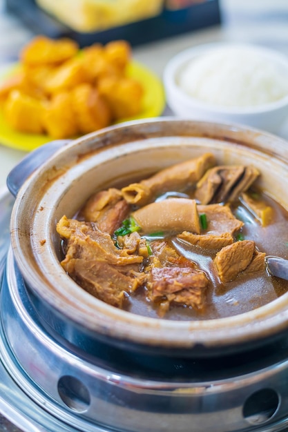 Malaysia famous food bakuteh a Claypot Cooked Pork Rib Soup